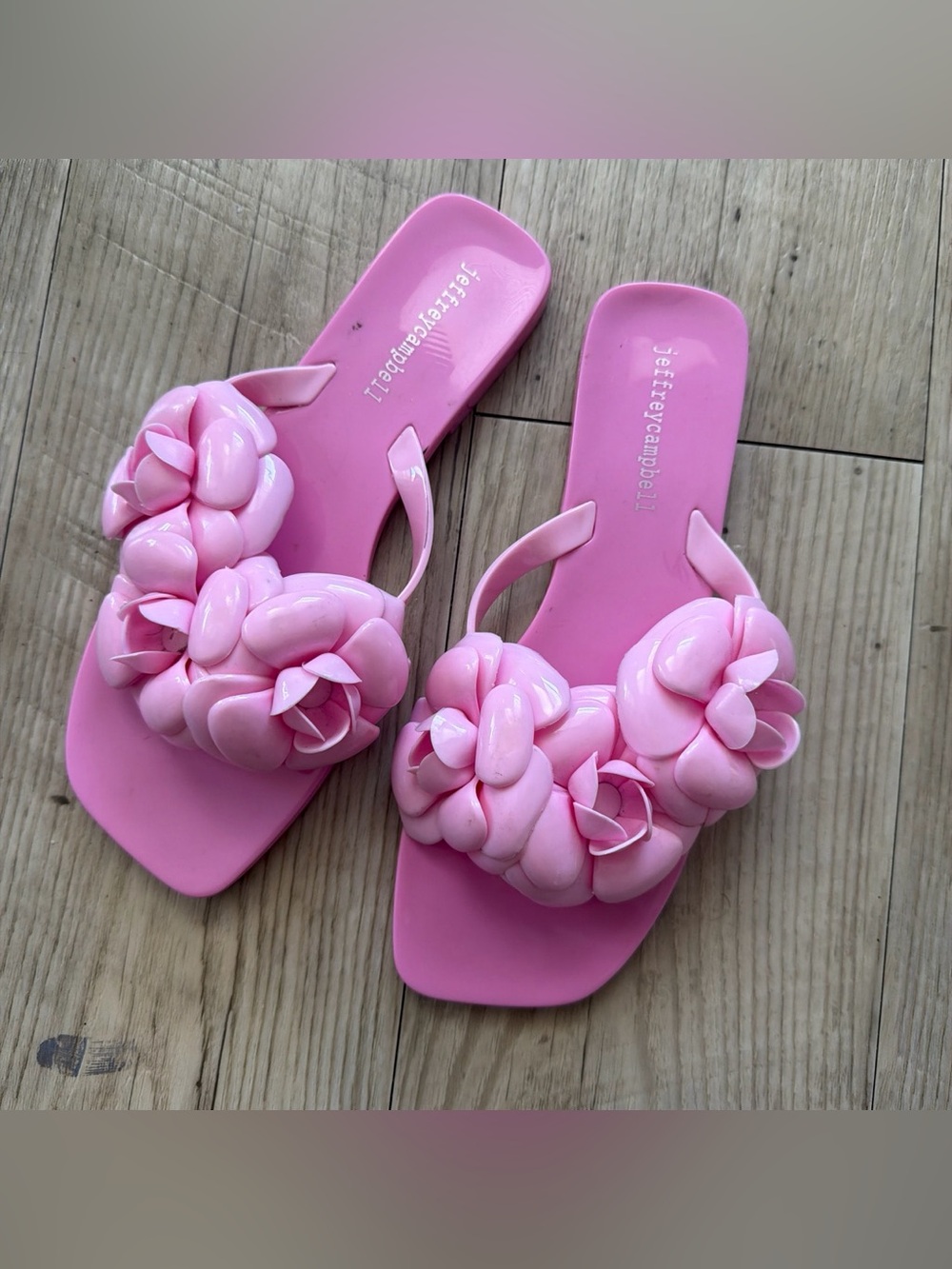 Jeffrey Campbell floralee pink jelly flip flop sandals